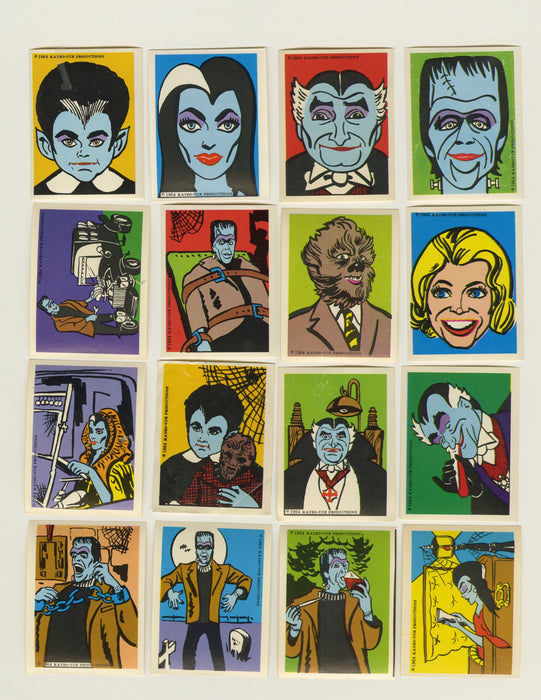 The Munsters TV Show Complete Stamp / Sticker Set (16 )1964 Leaf