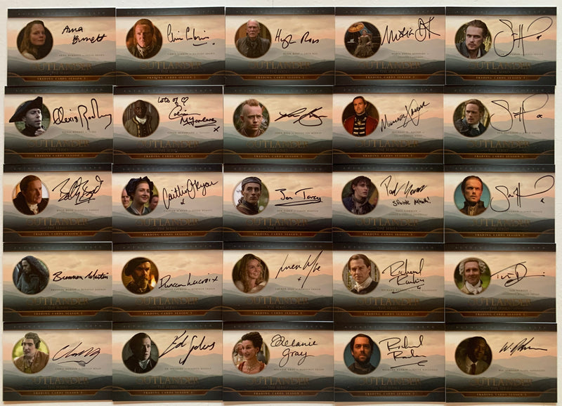 2023 Outlander Season 5 Complete (25) Autograph Trading Card Set Sam Heughan