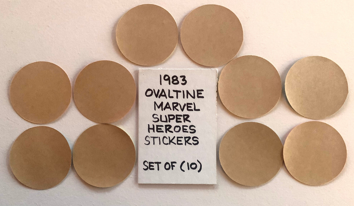 1983 Ovaltine Marvel Super Heroes - Complete Sticker Set of 10 (2-Inch Round ) - NM - TvMovieCards.com