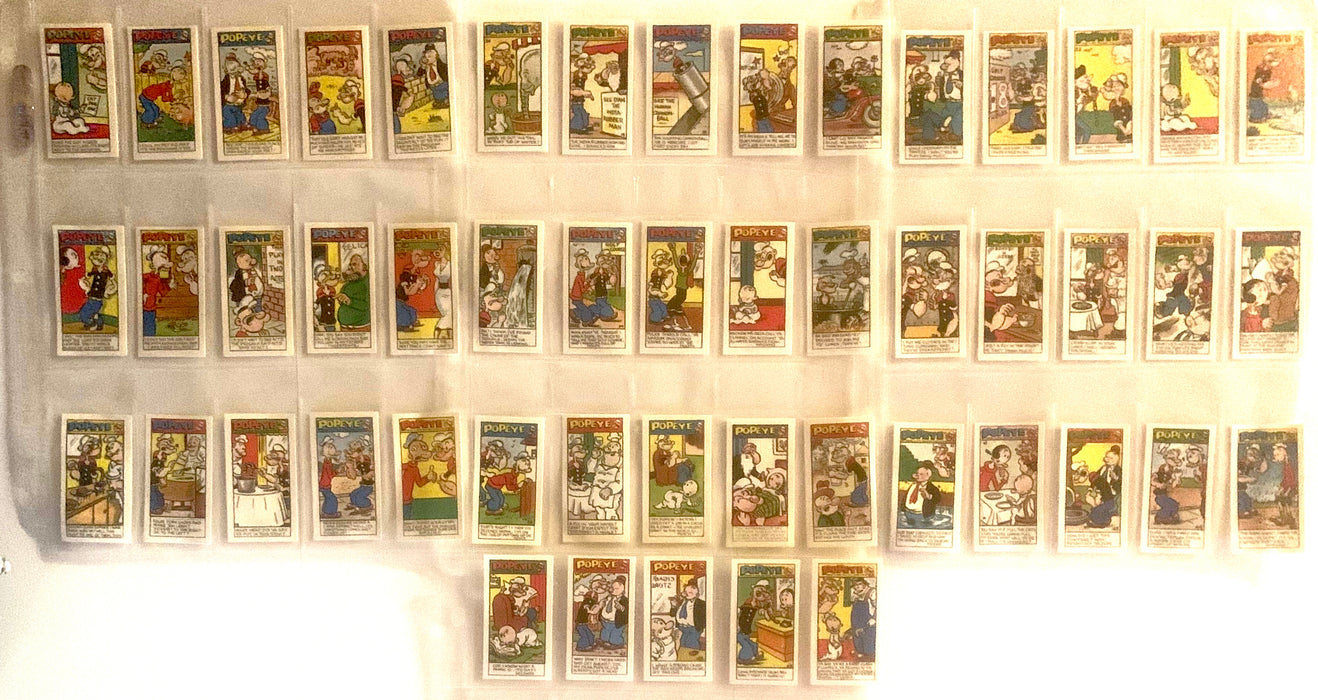 1960's Primrose Popeye Complete 50-Card Set - NM  Thin Paper UK Gum Cartoon Cards