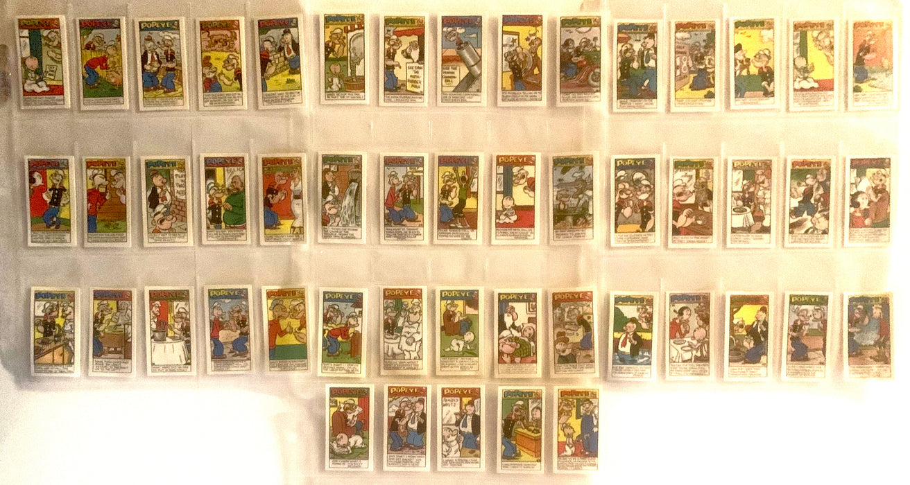 1960's Primrose Popeye Complete 50-Card Set - NM  Thin Paper UK Gum Cartoon Cards