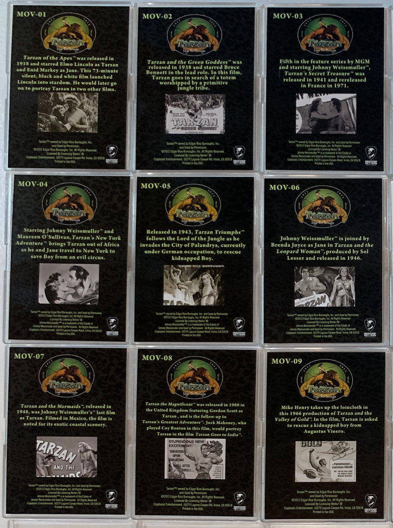 Tarzan 100th Anniversary Movie Posters Chase Card Set (9) MOV-01 - MOV-09 Crypto - TvMovieCards.com