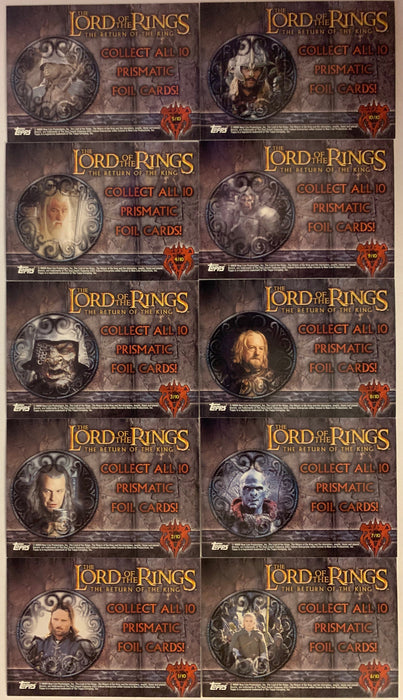 Lord of the Rings Return of King Prismatic Foil Chase Card Set 10 Cards   - TvMovieCards.com
