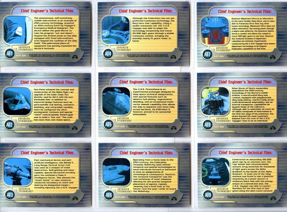 STAR TREK VOYAGER Closer to Home Chase Card Set Advanced Technology At1-9  1999   - TvMovieCards.com