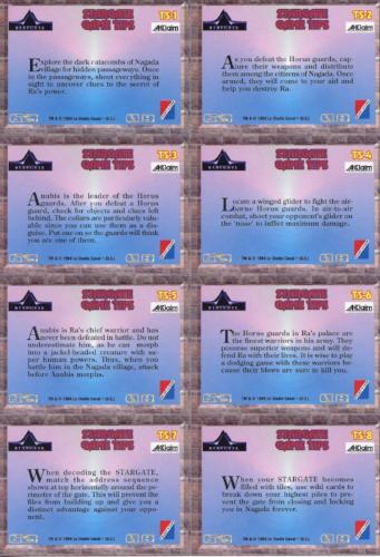 Stargate Movie Game Tips 8 Chase Card Set  TS-1 - TS-8 Collect-A-Card 1994   - TvMovieCards.com