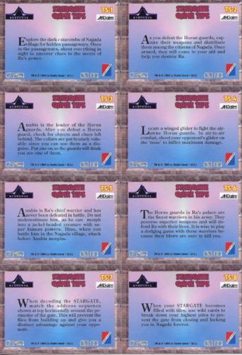 Stargate Movie Game Tips 8 Chase Card Set  TS-1 - TS-8 Collect-A-Card 1994   - TvMovieCards.com
