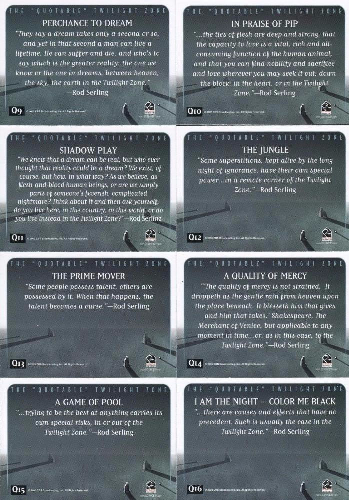 Twilight Zone 4 Science and Superstition Quotable Chase Card Set Q1 - Q18   - TvMovieCards.com