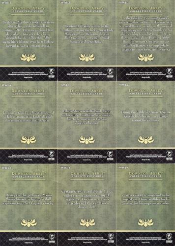 Downton Abbey Seasons 1 & 2 At War Chase Card Set 9 Cards WWI-1 - WWI-9 - TvMovieCards.com