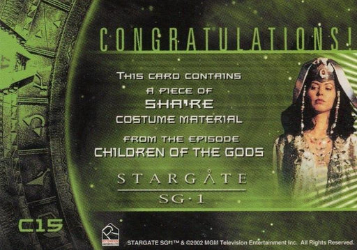 Stargate SG-1 Season Five Sha're Costume Card C15   - TvMovieCards.com