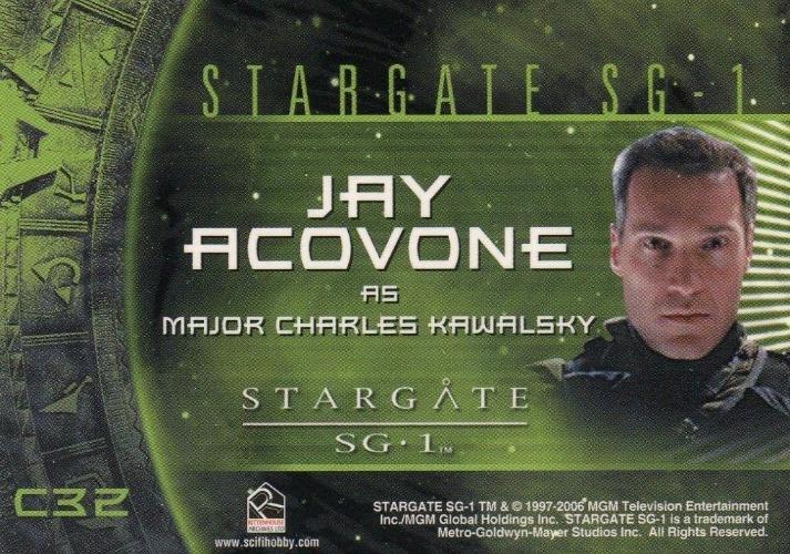 Stargate SG-1 Season Eight Major Charles Kawalsky Costume Card C32   - TvMovieCards.com