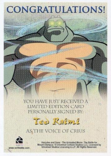 Xena & Hercules Animated Adventures Ted Raimi Crius Autograph Card   - TvMovieCards.com