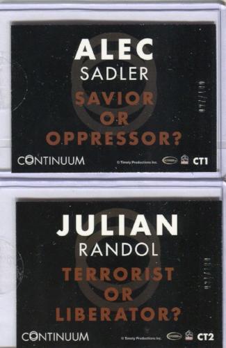 Continuum Seasons 1 & 2 Future Self Case Topper Chase Card Set CT1 CT2 #'d/100   - TvMovieCards.com