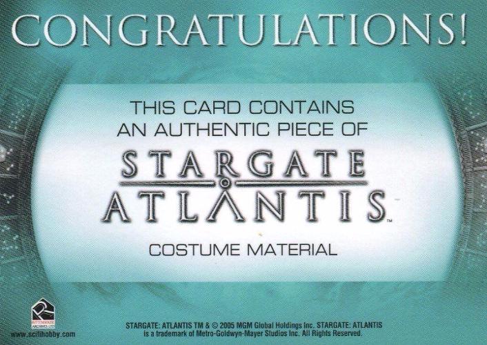 Stargate Atlantis Season One Lt. Aiden Ford Costume Card   - TvMovieCards.com