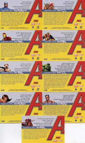 Avengers Complete 1963 to Present Legendary Heroes Chase Card Set LH1-9   - TvMovieCards.com