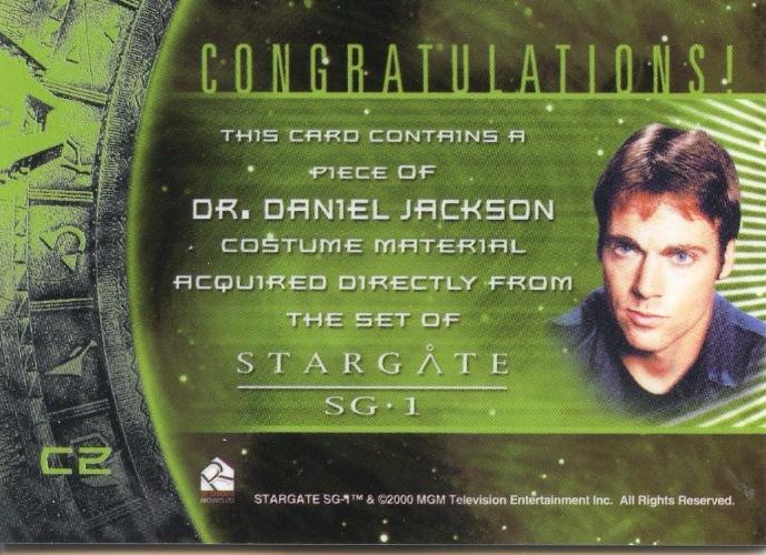 Stargate SG-1 Premiere Edition Dr. Daniel Jackson Costume Card C2   - TvMovieCards.com