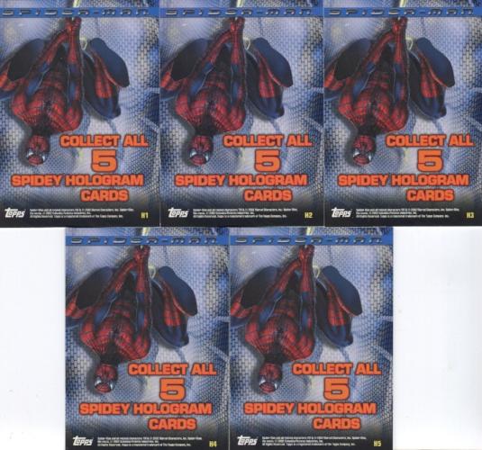 Spider-Man Movie Hologram Chase Card Set H1 - H5 2002 Topps 5 Cards   - TvMovieCards.com