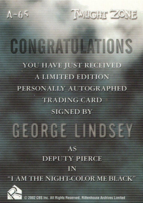Twilight Zone 3 Shadows and Substance Card Album + A65 George Lindsey Autograph   - TvMovieCards.com