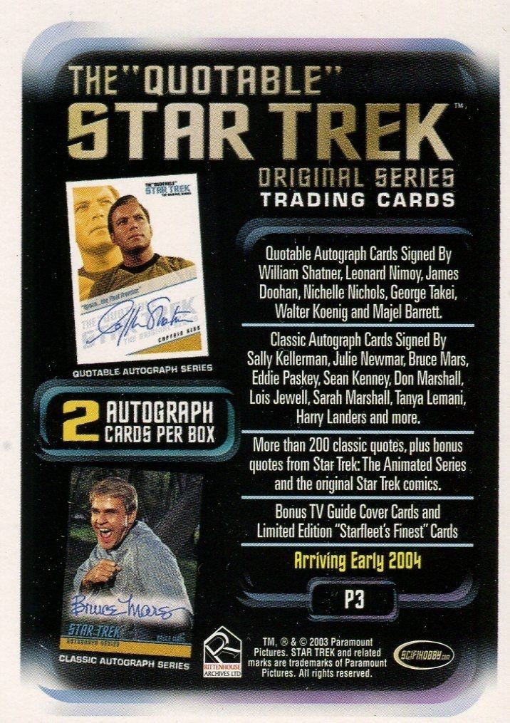 Star Trek The Original Series TOS Quotable Card Album Scott Costume Card / P3   - TvMovieCards.com