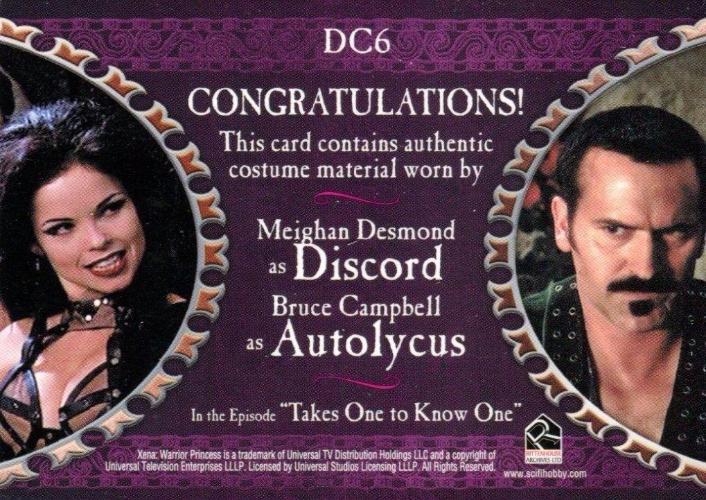 Xena Dangerous Liaisons Discord and Autolycus Double Costume Card DC6   - TvMovieCards.com