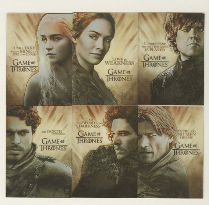 Game of Thrones Season 2 Plastic Gallery Cel Chase Card Set 6 Cards PL1 - PL6 - TvMovieCards.com