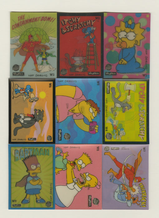 Simpsons Series 1 Wiggle Chase Card Set  W1 - W9  (9 Cards) Skybox 1993