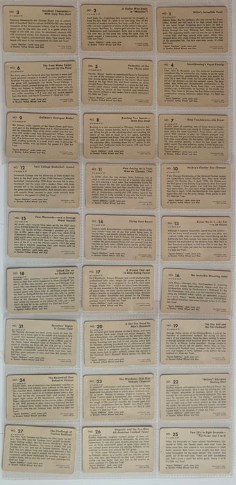 1954 Sports Oddities Quaker Oats Complete Trading Card Set of 27 Cards