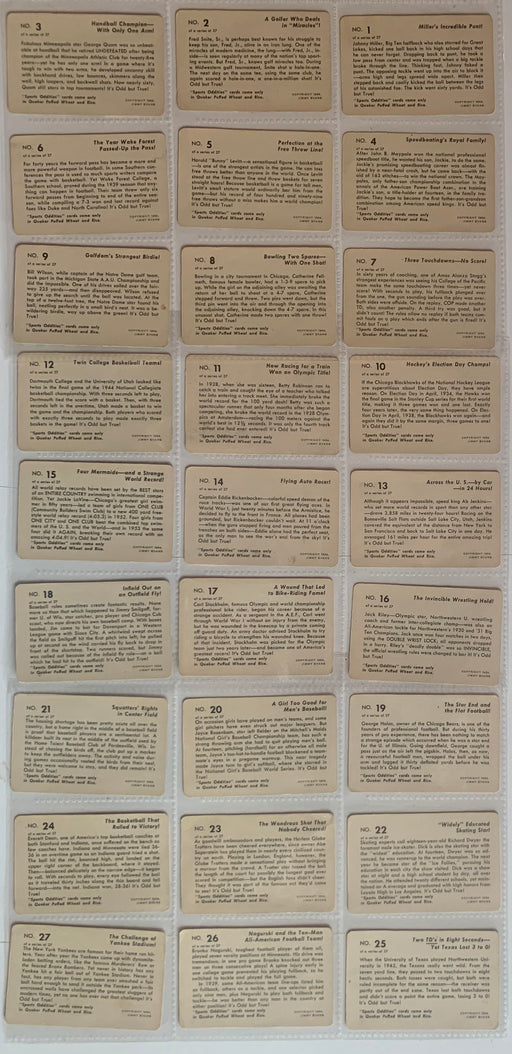 1954 Sports Oddities Quaker Oats Complete Trading Card Set of 27 Cards - TvMovieCards.com