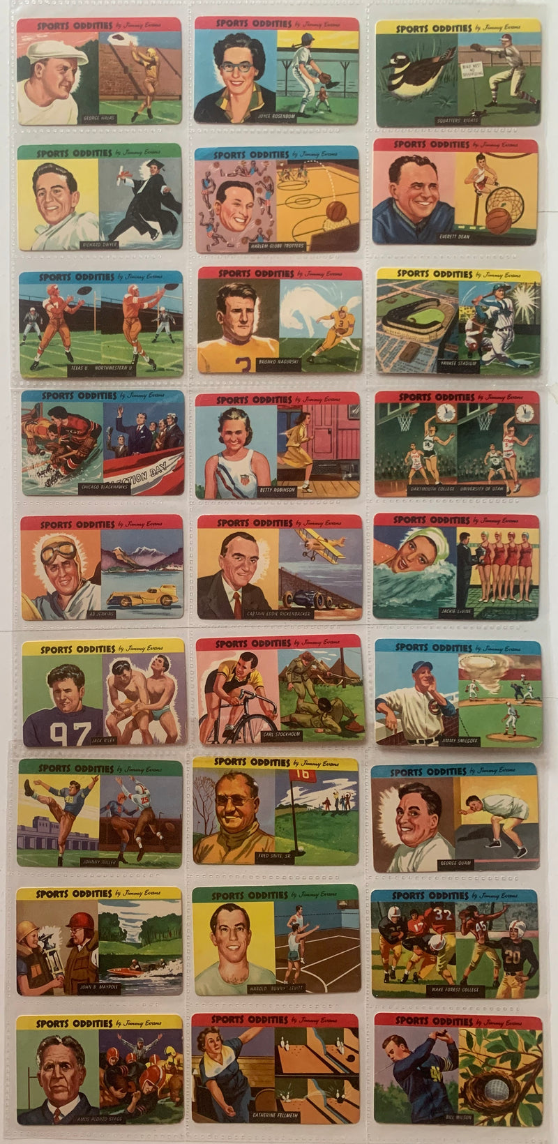 1954 Sports Oddities Quaker Oats Complete Trading Card Set of 27 Cards - TvMovieCards.com