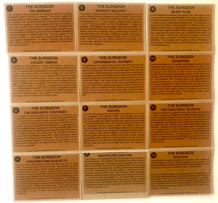 1990 The Surgeon 12-Card Set Rosem Midnight Madness Horror Comic Art Set - TvMovieCards.com