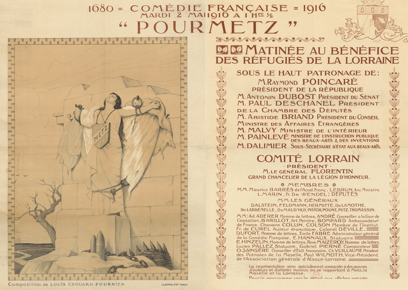 1916 French "Pour Metz" Benefit for Refugees of Lorraine WWI Poster 39 x 55"   - TvMovieCards.com