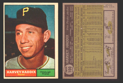 1961 Topps Baseball Trading Card You Pick Singles #100-#199 VG/EX #	100 Harvey Haddix - Pittsburgh Pirates  - TvMovieCards.com