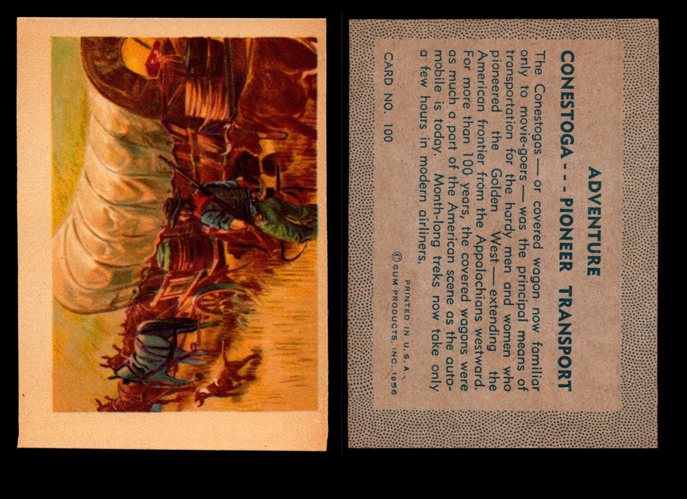 1956 Adventure Vintage Trading Cards Gum Products #1-#100 You Pick Singles #100 Wagon Train / Conestoga -- Pioneer Transport  - TvMovieCards.com