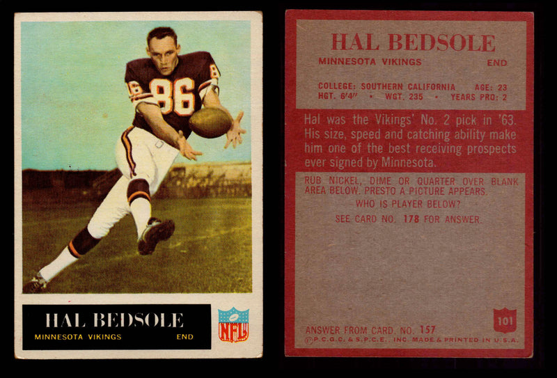 1965 Philadelphia Football Trading Card You Pick Singles #1-#198 VG #101 Hal Bedsole  - TvMovieCards.com