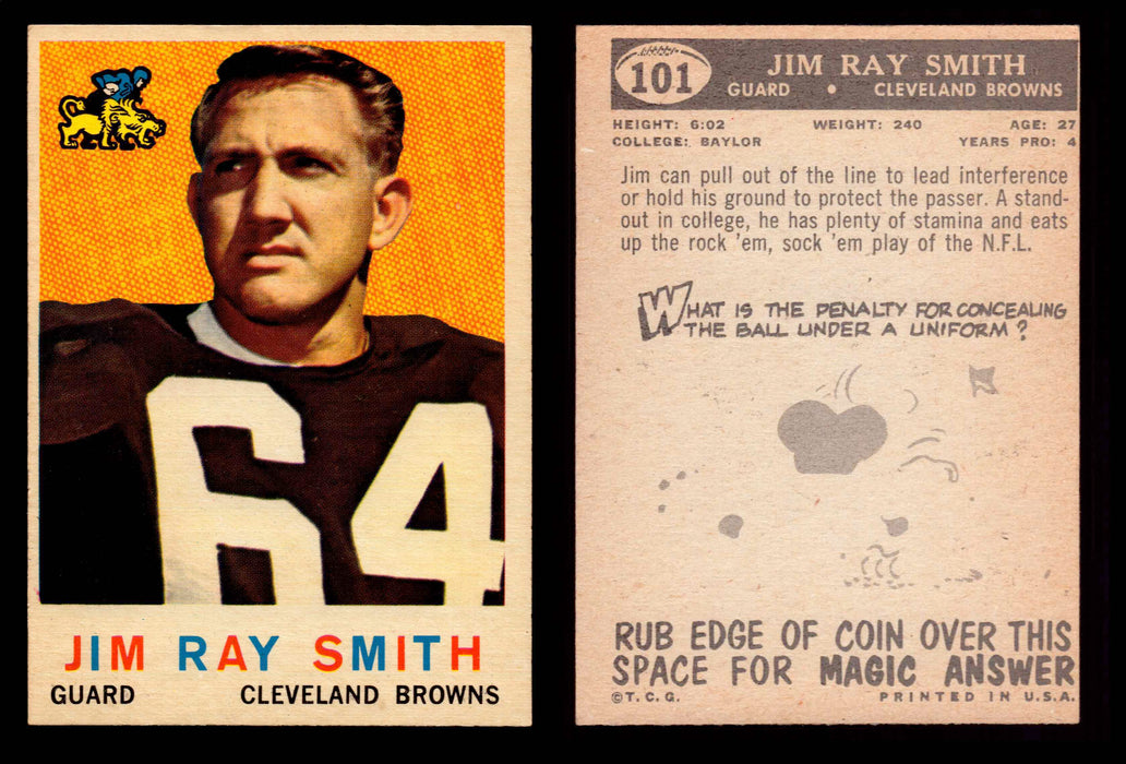 1959 Topps Football Trading Card You Pick Singles #1-#176 VG/EX #	101	Jim Ray Smith  - TvMovieCards.com