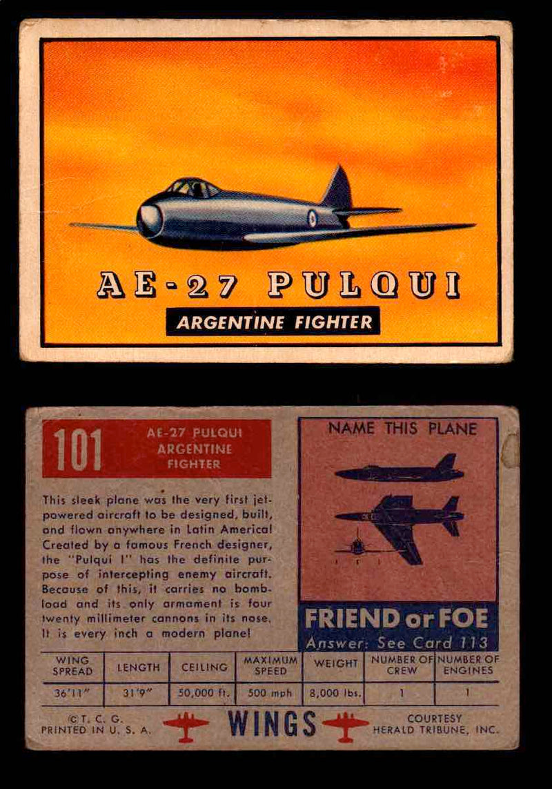 1953 Wings Topps TCG Vintage Trading Cards You Pick Singles #101-200 #101  - TvMovieCards.com