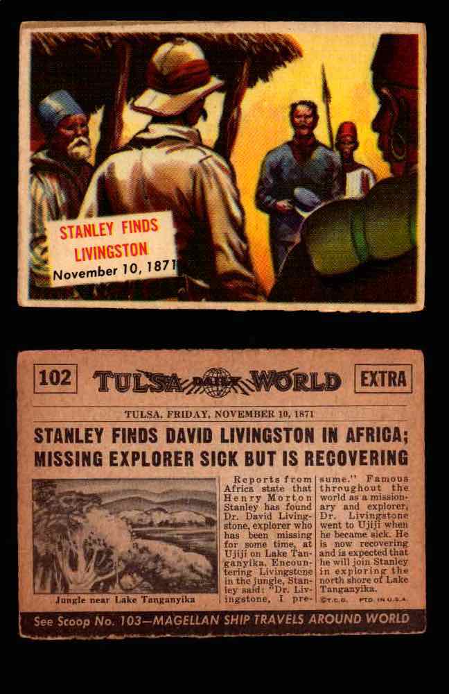1954 Scoop Newspaper Series 2 Topps Vintage Trading Cards U Pick Singles #78-156 102   Stanley Finds Livingston  - TvMovieCards.com