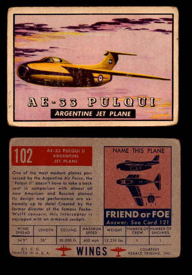 1953 Wings Topps TCG Vintage Trading Cards You Pick Singles #101-200 #102  - TvMovieCards.com