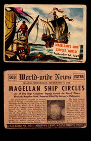 1954 Scoop Newspaper Series 2 Topps Vintage Trading Cards U Pick Singles #78-156 103   Magellan's Ship Circles World  - TvMovieCards.com