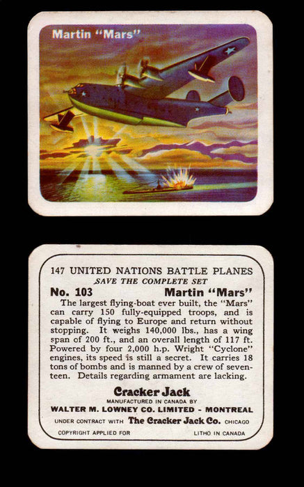 Cracker Jack United Nations Battle Planes Vintage You Pick Single Cards #71-147 #103  - TvMovieCards.com