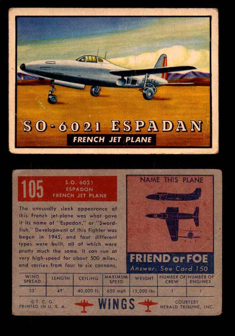 1953 Wings Topps TCG Vintage Trading Cards You Pick Singles #101-200 #105  - TvMovieCards.com
