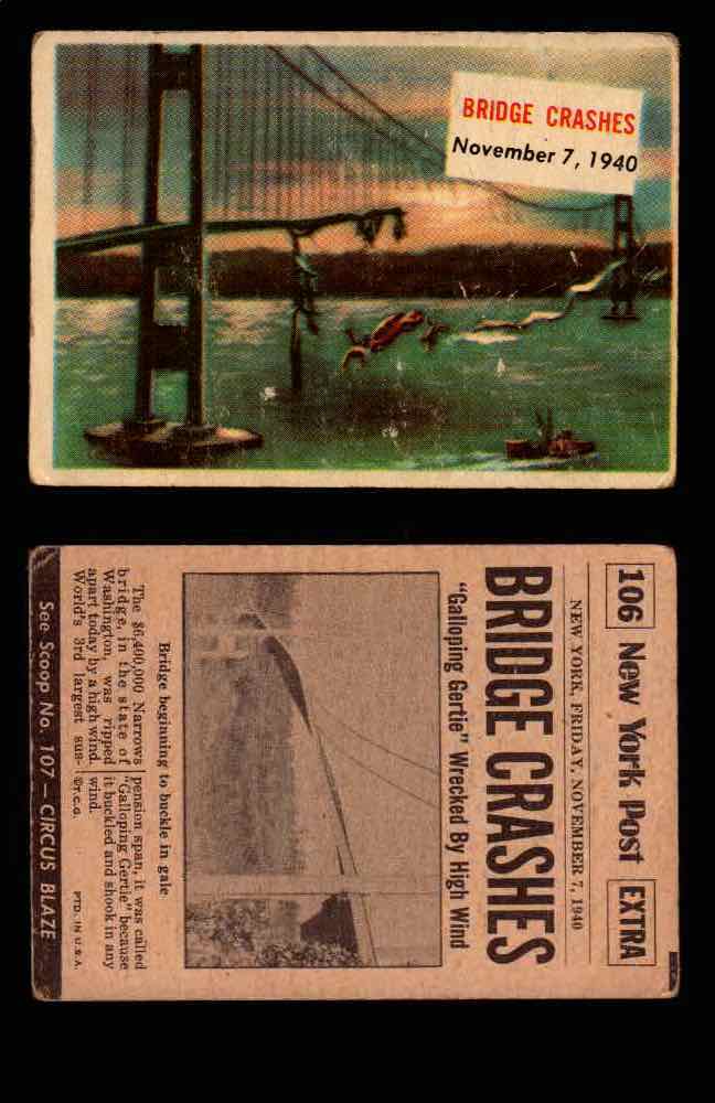 1954 Scoop Newspaper Series 2 Topps Vintage Trading Cards U Pick Singles #78-156 106   Bridge Crashes  - TvMovieCards.com