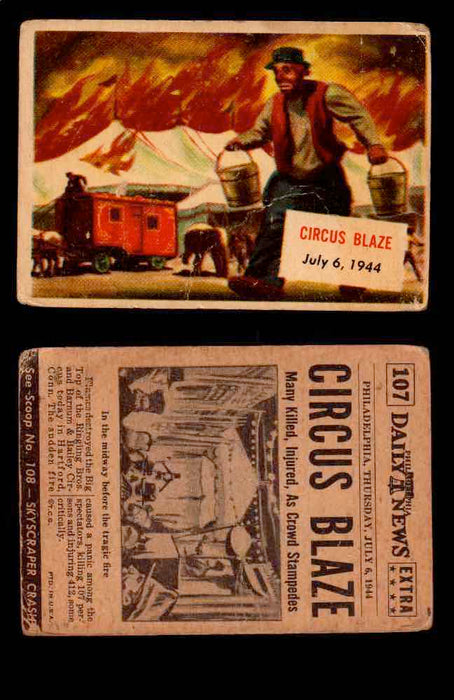 1954 Scoop Newspaper Series 2 Topps Vintage Trading Cards U Pick Singles #78-156 107   Circus Blaze  - TvMovieCards.com