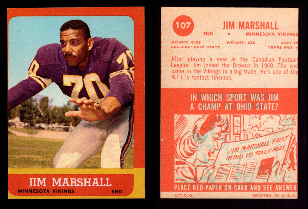 1963 Topps Football Trading Card You Pick Singles #1-#170 VG/EX #107 Jim Marshall (R)  - TvMovieCards.com