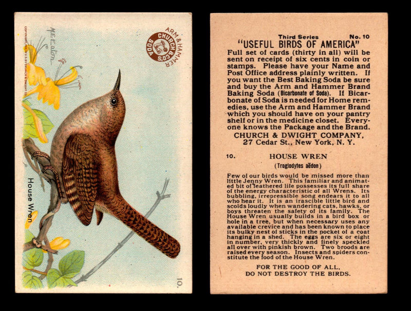 Birds - Useful Birds of America 3rd Series You Pick Singles Church & Dwight J-7 #10 House Wren  - TvMovieCards.com