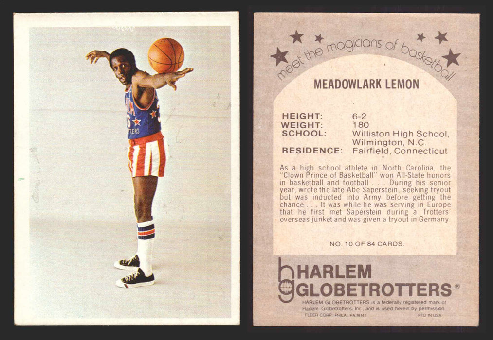 1971 Harlem Globetrotters Fleer Vintage Trading Card You Pick Singles #1-84 10 of 84   Meadowlark Lemon  - TvMovieCards.com