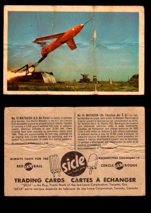 1959 Sicle Aircraft & Missile Canadian Vintage Trading Card U Pick Singles #1-25 #10 Matador  - TvMovieCards.com