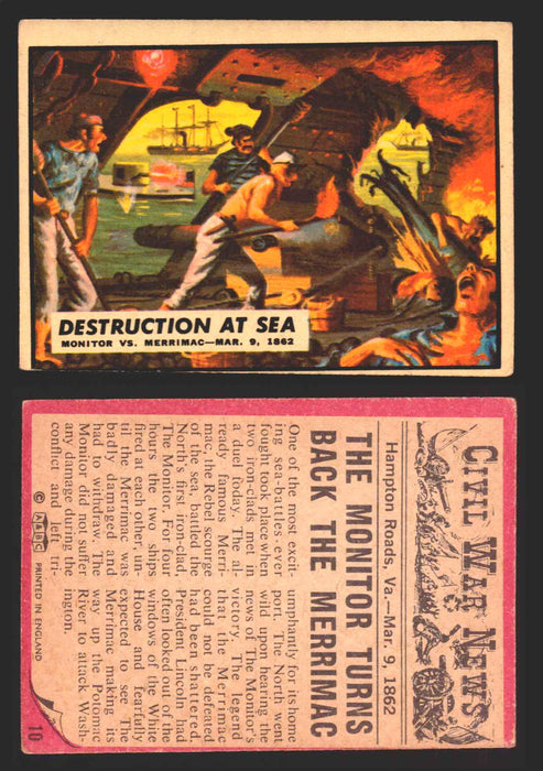 Civil War News Vintage Trading Cards A&BC Gum You Pick Singles #1-88 1965 10   Destruction at Sea  - TvMovieCards.com