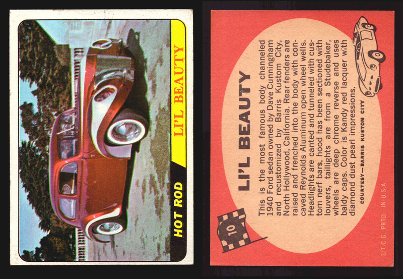 Hot Rods Topps 1968 George Barris Vintage Trading Cards #1-66 You Pick Singles #10 Li'l Beauty  - TvMovieCards.com