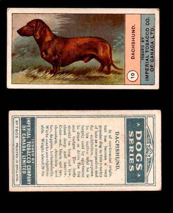 1924 Dogs Series Imperial Tobacco Vintage Trading Cards U Pick Singles #1-24 #10 Dachshund  - TvMovieCards.com
