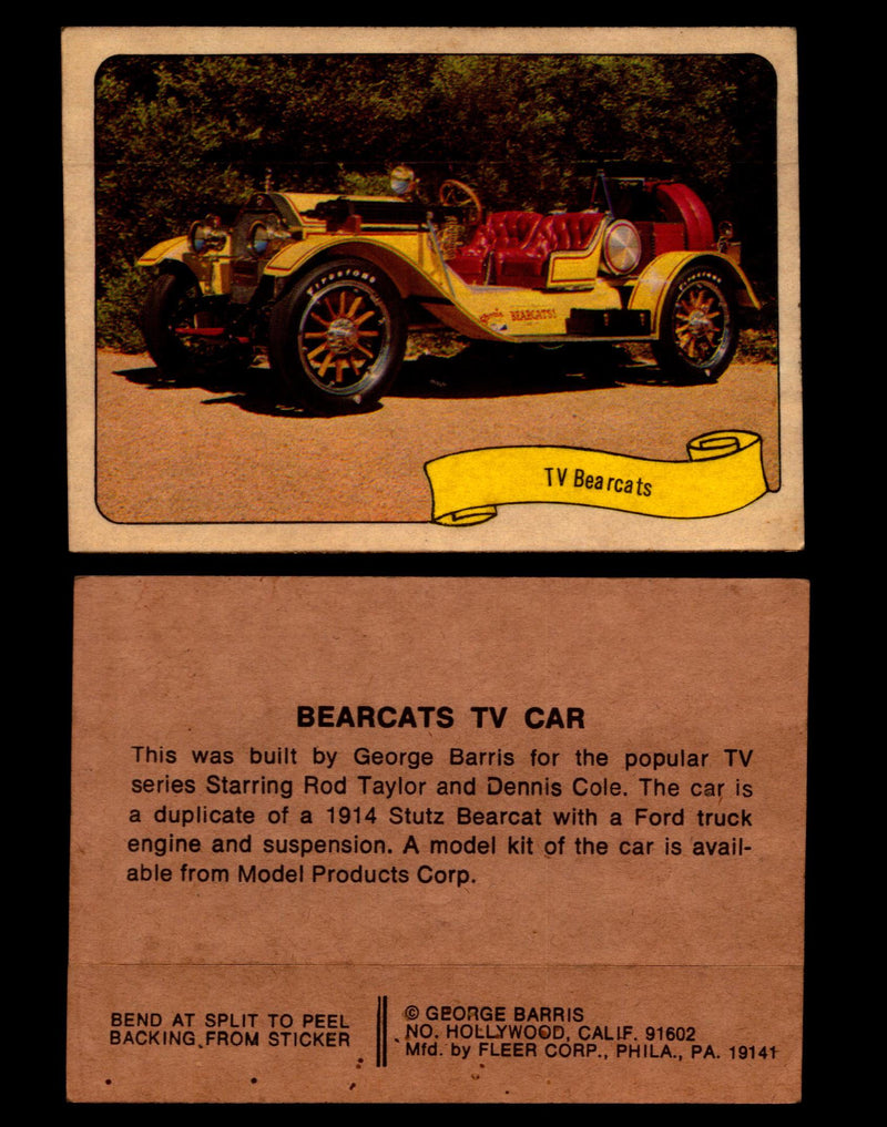Kustom Cars - Series 1 George Barris 1975 Fleer Sticker Vintage Cards You Pick S #27 Bearcats TV Car  - TvMovieCards.com